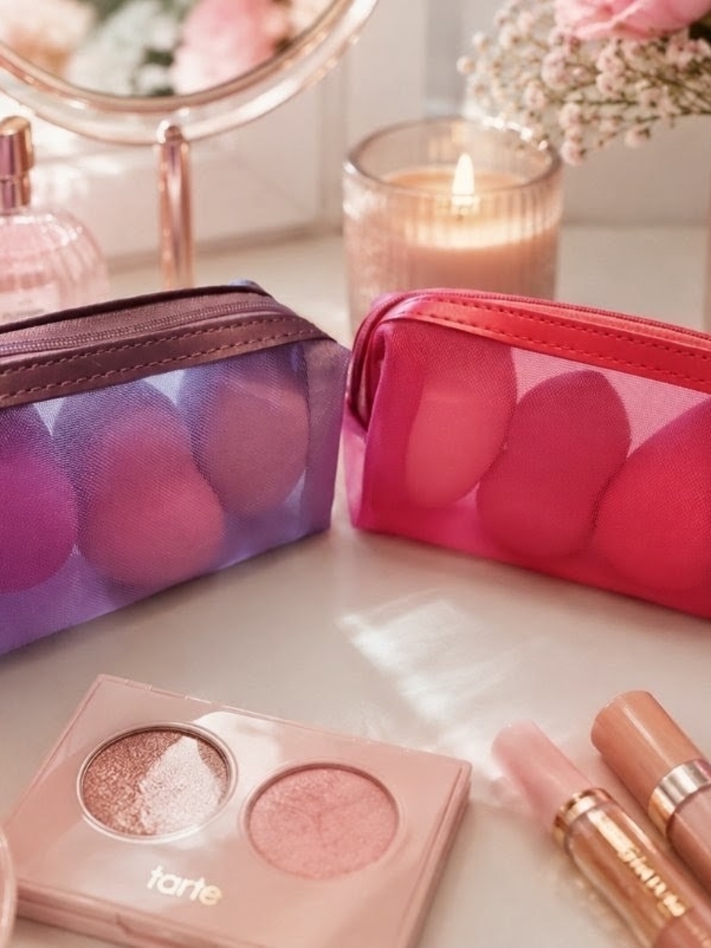 8 Piece  Mesh Makeup Sponge Pouches